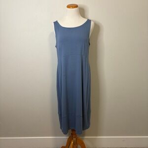 Eileen Fisher Blue Sleeveless Midi Dress Minimalist Casual‎ Comfort Medium